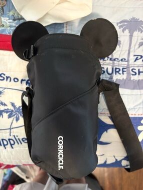 Corkcicle Black Insulated Bottle Carrier with Mickey Mouse Ear Detail
